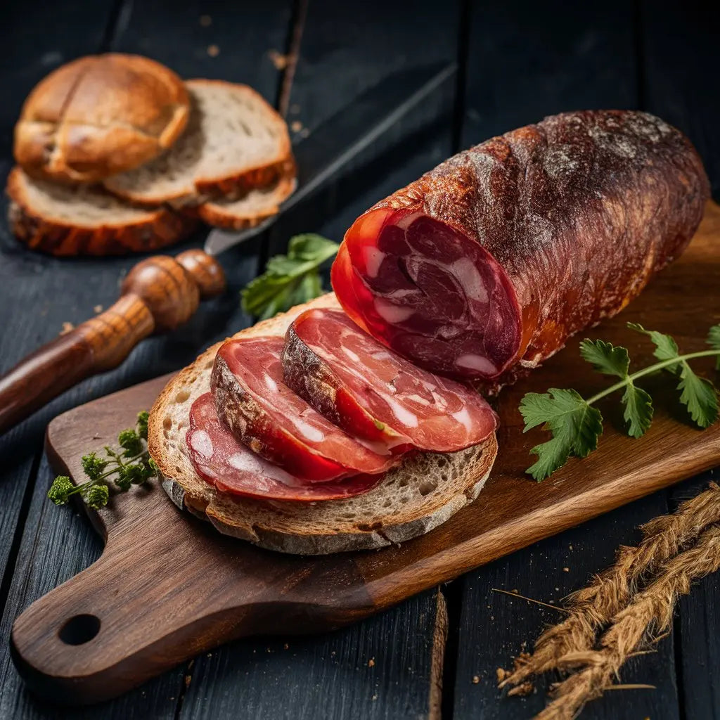 Panier de 2 kilos de saucissons  IGP d'Ardèche  Panier de 2 kilos de saucissons d'Ardèche LA CONSERVERIE FRANCAISE