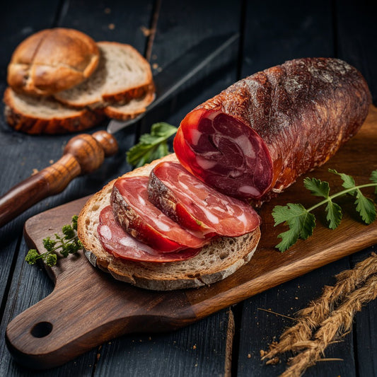 Panier de 2 kilos de saucissons  IGP d'Ardèche  Panier de 2 kilos de saucissons IGP d'Ardèche LA CONSERVERIE FRANCAISE